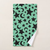 Groene en zwarte maan sterren bad handdoek (Handdoek)