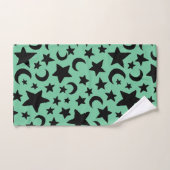 Groene en zwarte maan sterren bad handdoek (Handdoek)
