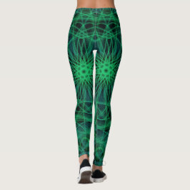 Groene en zwarte mandala-geïnspireerde leggings