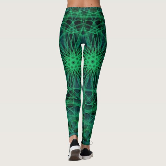 Groene en zwarte mandala-geïnspireerde leggings (Achterkant)