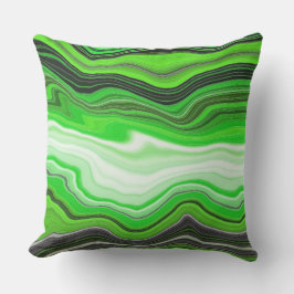 Groene en zwarte marmer als Striped Fluid Art Buitenkussen