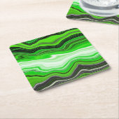 Groene en zwarte marmer als Striped Fluid Art Kartonnen Onderzetters (Schuin)