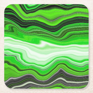 Groene en zwarte marmer als Striped Fluid Art Kartonnen Onderzetters