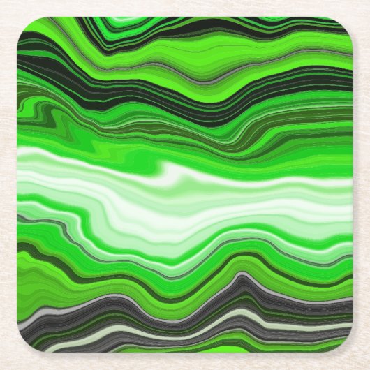 Groene en zwarte marmer als Striped Fluid Art Kartonnen Onderzetters (Voorkant)