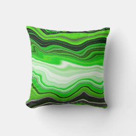 Groene en zwarte marmer als Striped Fluid Art Kussen