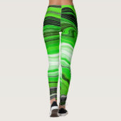 Groene en zwarte marmer als Striped Fluid Art Leggings (Achterkant)