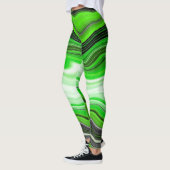 Groene en zwarte marmer als Striped Fluid Art Leggings (Links)