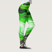 Groene en zwarte marmer als Striped Fluid Art Leggings (Rechts)