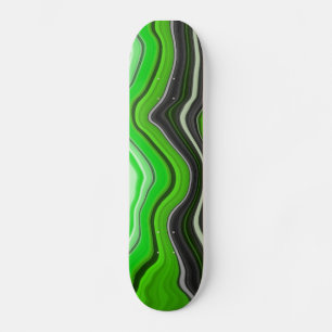 Groene en zwarte marmer als Striped Fluid Art Persoonlijk Skateboard
