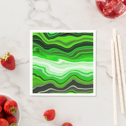 Groene en zwarte marmer als Striped Fluid Art Servet (Insitu)