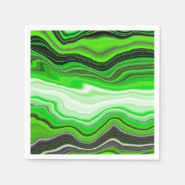 Groene en zwarte marmer als Striped Fluid Art Servet