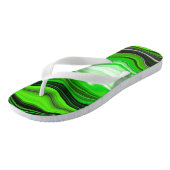 Groene en zwarte marmer als Striped Fluid Art Teenslippers (Schuin)
