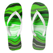 Groene en zwarte marmer als Striped Fluid Art Teenslippers (Voetbed)