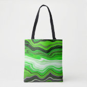Groene en zwarte marmer als Striped Fluid Art Tote Bag (Voorkant)