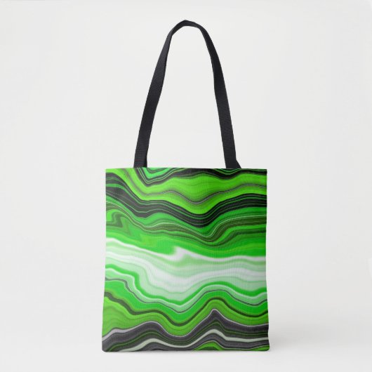 Groene en zwarte marmer als Striped Fluid Art Tote Bag (Voorkant)