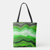 Groene en zwarte marmer als Striped Fluid Art Tote Bag (Achterkant)