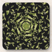 Groene en zwarte natuur hypnose bloesem fractal bier onderzetter (Voorkant)