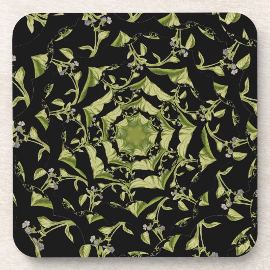 Groene en zwarte natuur hypnose bloesem fractal bier onderzetter (Voorkant)