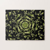 Groene en zwarte natuur hypnose fractal legpuzzel (Horizontaal)