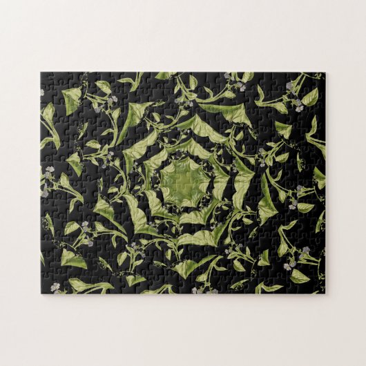 Groene en zwarte natuur hypnose fractal legpuzzel (Horizontaal)