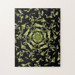 Groene en zwarte natuur hypnose fractal legpuzzel