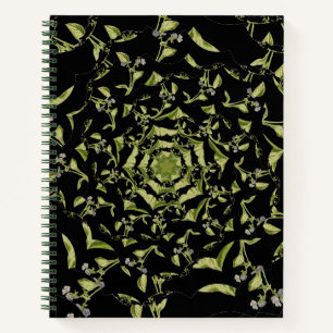 Groene en zwarte natuur hypnose fractal notitieboek