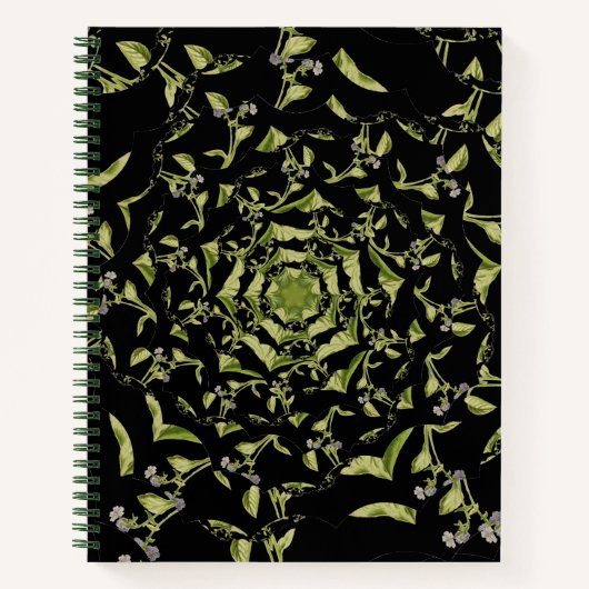 Groene en zwarte natuur hypnose fractal notitieboek (Voorkant)