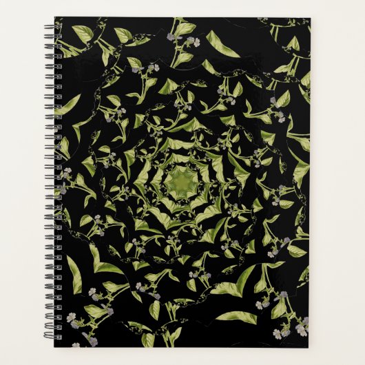 Groene en zwarte natuur hypnose fractal planner (Voorkant)