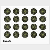 Groene en zwarte natuur hypnose fractal ronde sticker (Vel)