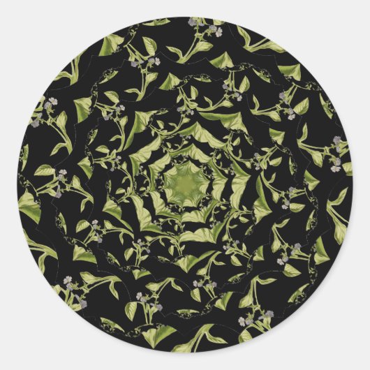 Groene en zwarte natuur hypnose fractal ronde sticker (Voorkant)