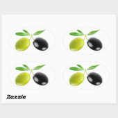 Groene en zwarte olijven ovale sticker (Vel)