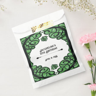 Groene en Zwarte Omheinde Roze Prinses Verjaardag Bedankzakje