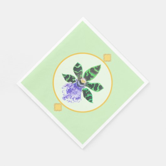 Groene en zwarte orchidee servet (Hoek)