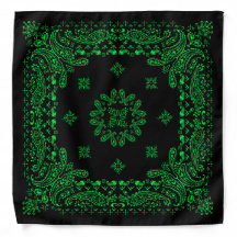 Groene en zwarte Paisley Bandana