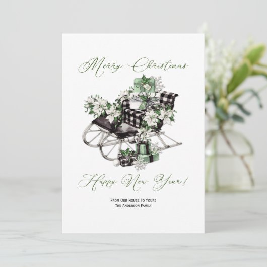  groene en zwarte pillen voor kerstmis feestdagenkaart (Staand voorkant)