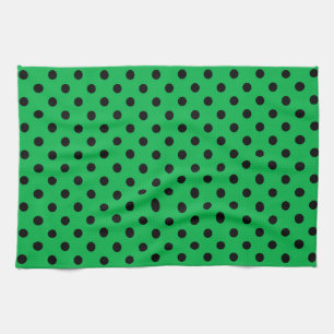 Groene en zwarte poka Dots Theedoek