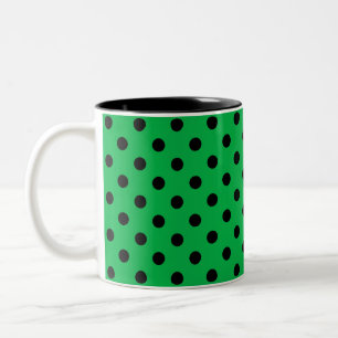 Groene en zwarte polka stippen tweekleurige koffiemok
