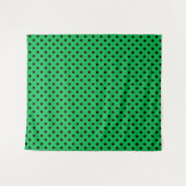 Groene en zwarte polka stippen wandkleed (Voorkant (horizontaal))