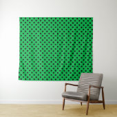 Groene en zwarte polka stippen wandkleed (In Situ (horizontaal))