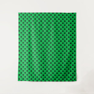 Groene en zwarte polka stippen wandkleed