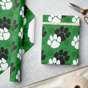 Groene en zwarte pootafdruk  cadeaupapier