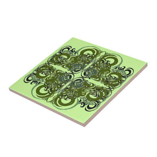 Groene en zwarte retro Tegels Tegeltje (Zijkant)