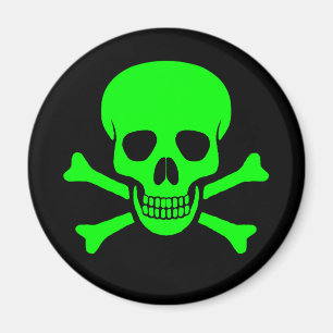Groene en zwarte schedel en kruisgraten Magnet