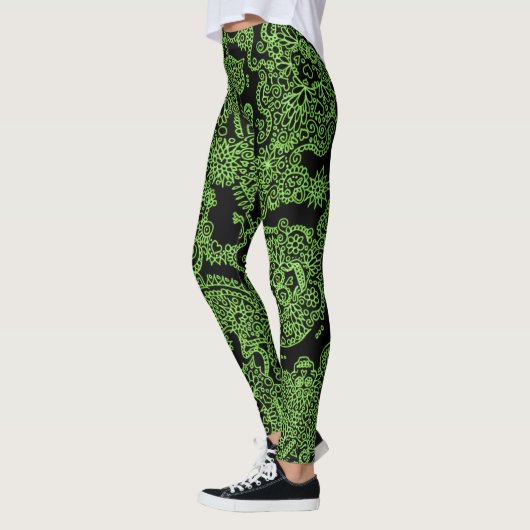 Groene en zwarte schedel leggings (Links)