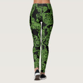 Groene en zwarte schedelleggings leggings (Achterkant)
