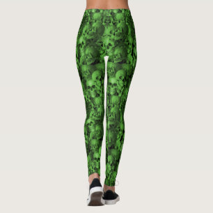 Groene en zwarte Skulls Leggings