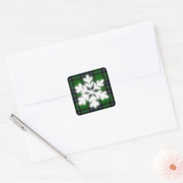 Groene en zwarte spelden met sneeuwvlokdetails vierkante sticker