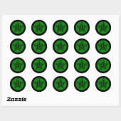 Groene en Zwarte Ster Ronde Sticker (Vel)