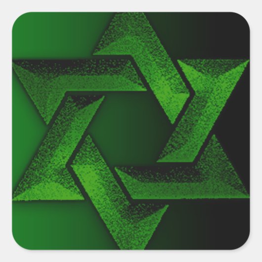 Groene en zwarte ster van David Vierkante Sticker (Voorkant)