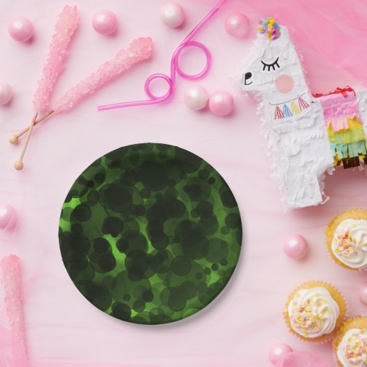 Groene en zwarte Stippen Moderne grafische partij Papieren Bordje (Feest)